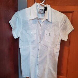 Harley Davidson Motorcycles Snapped Down Shirt Women’s Size S White